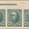 10c dark green Webster strip of three