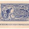 10c ultramarine Messenger on Bicycle strip of three