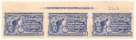 10c ultramarine Messenger on Bicycle strip of three