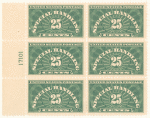25c deep green Special Handling block of six