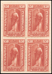 $50 dull rose Commerce block of four