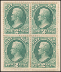2c green Jackson trial color proof block of four