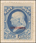 1c ultramarine Franklin Specimen single