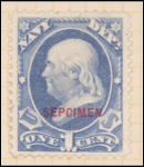 1c ultramarine Franklin Specimen single