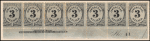 3c black numeral bottom imprint and plate number strip of seven
