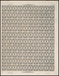 3c black numeral sheet of 100