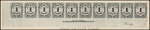 1c black numeral specimen bottom imprint and plate number strip of ten