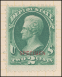 2c dark green Jackson Specimen single