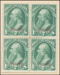 7c dark green Stanton Specimen block of 4