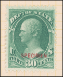 30c dark green Hamilton Specimen single