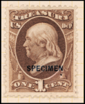 1c brown Franklin Treasury department official Specimen single