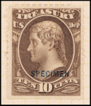 10c brown Jefferson Treasury department official Specimen single