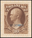 30c brown Hamilton Treasury department official Specimen single
