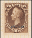 90c brown Perry Treasury department official Specimen single