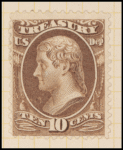 10c brown Jefferson Treasury department official single