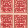 10c carmine US Postal Savings Official Mail block of four