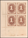 1c brown Postage Due block of four