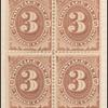 3c brown Postage Due block of four