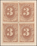 3c brown Postage Due block of four