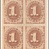 1c brown Postage Due block of four