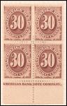 30c red brown Postage Due block of four