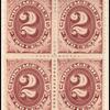 2c red brown Postage Due block of four