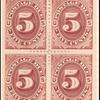 5c red brown Postage Due block of four
