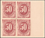 50c bright claret Postage Due block of four