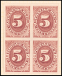5c bright claret Postage Due proof block of four