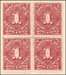 1c deep claret Postage Due block of four