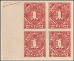 1c deep claret Postage Due block of four