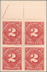 2c deep claret Postage Due block of four