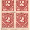 2c deep claret Postage Due block of four