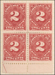 2c deep claret Postage Due block of four