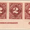 2c deep claret Postage Due strip of three