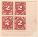 2c deep claret Postage Due block of four