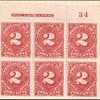 2c deep claret Postage Due block of six