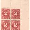 2c deep claret Postage Due block of four