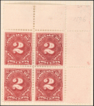 2c deep claret Postage Due block of four