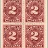 2c deep claret Postage Due block of four