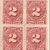 2c deep claret Postage Due block of four