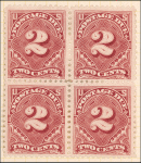 2c deep claret Postage Due block of four