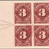 3c deep claret Postage Due block of four