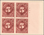 5c deep claret Postage Due block of four