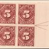 5c deep claret Postage Due block of four