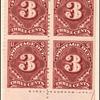 3c deep claret Postage Due block of four