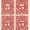5c deep claret Postage Due block of four