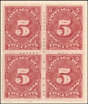 5c deep claret Postage Due block of four
