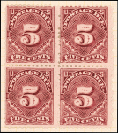 5c deep claret Postage Due block of four