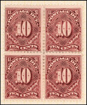 10c deep claret Postage Due block of four